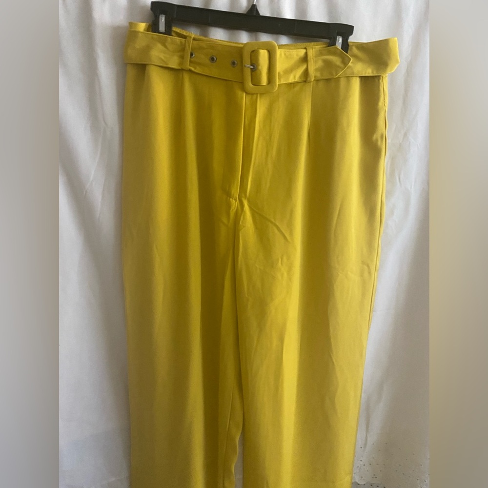 Fashion Nova Mustard Belted Trousers SIZE L